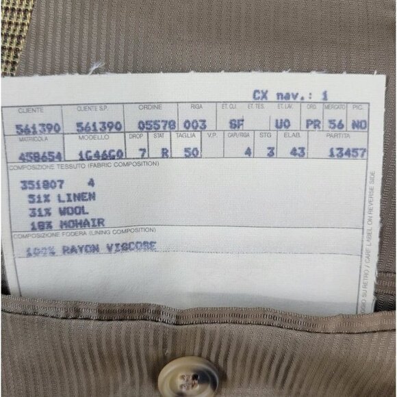 ERMENEGILDO ZEGNA SOFT Tan Linen Wool Mohair Blend 3 Button Blazer 50R - Picture 9 of 10